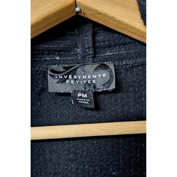 INVESTMENTS Petite Black Sequin Long Sleeve Open Front Women Cardigan Jacket (M) - Picture 2 of 5